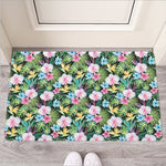 Vintage Tropical Jungle Hawaiian Print Rubber Doormat