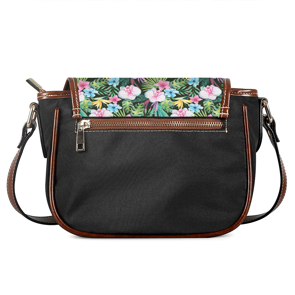 Vintage Tropical Jungle Hawaiian Print Saddle Bag