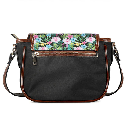Vintage Tropical Jungle Hawaiian Print Saddle Bag