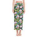 Vintage Tropical Jungle Hawaiian Print Side Slit Maxi Skirt