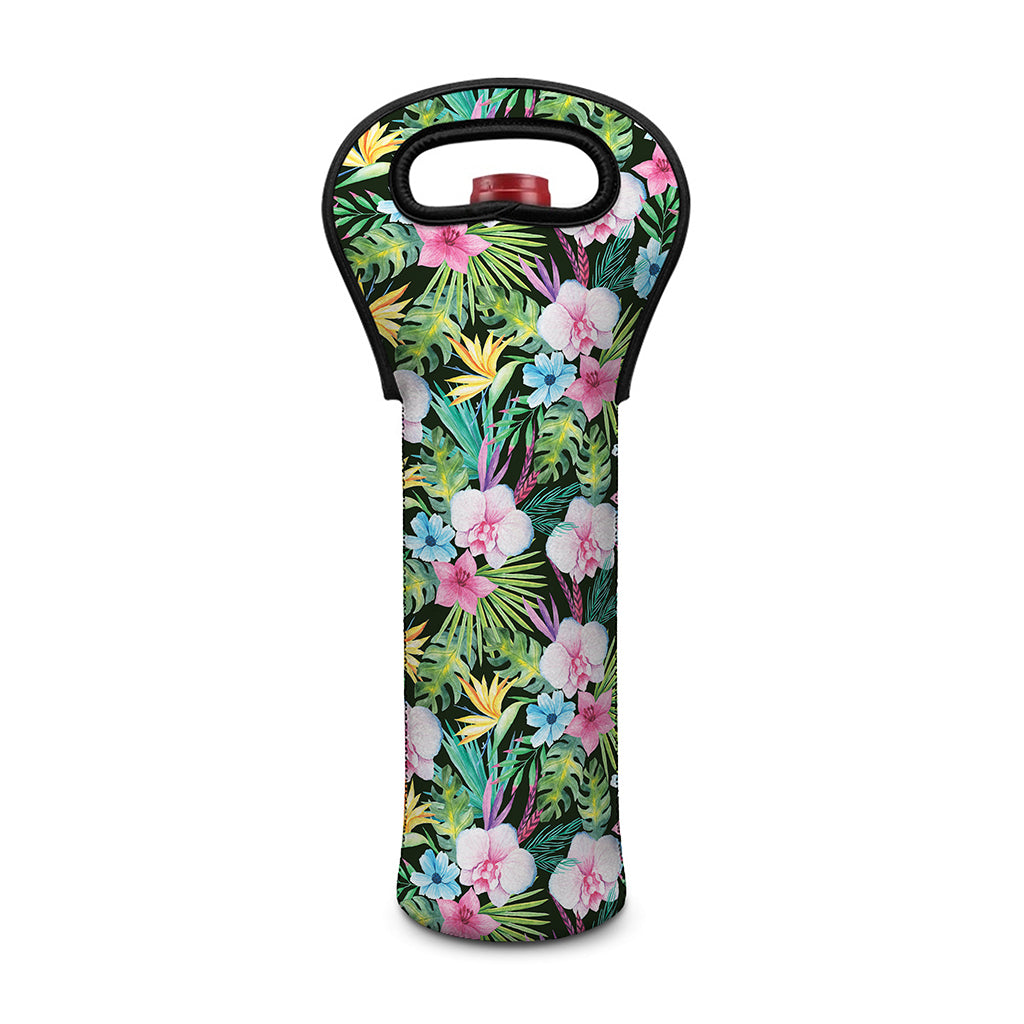 Vintage Tropical Jungle Hawaiian Print Single Neoprene Wine Tote