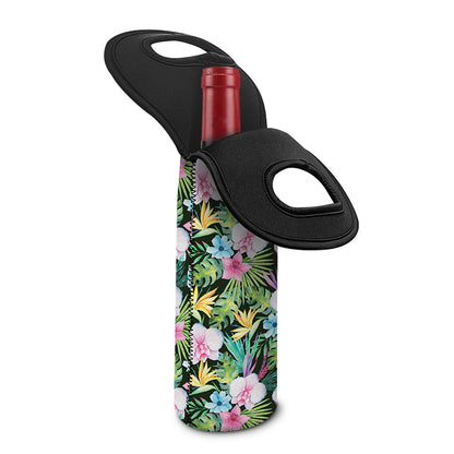 Vintage Tropical Jungle Hawaiian Print Single Neoprene Wine Tote