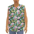Vintage Tropical Jungle Hawaiian Print Sleeveless Baseball Jersey