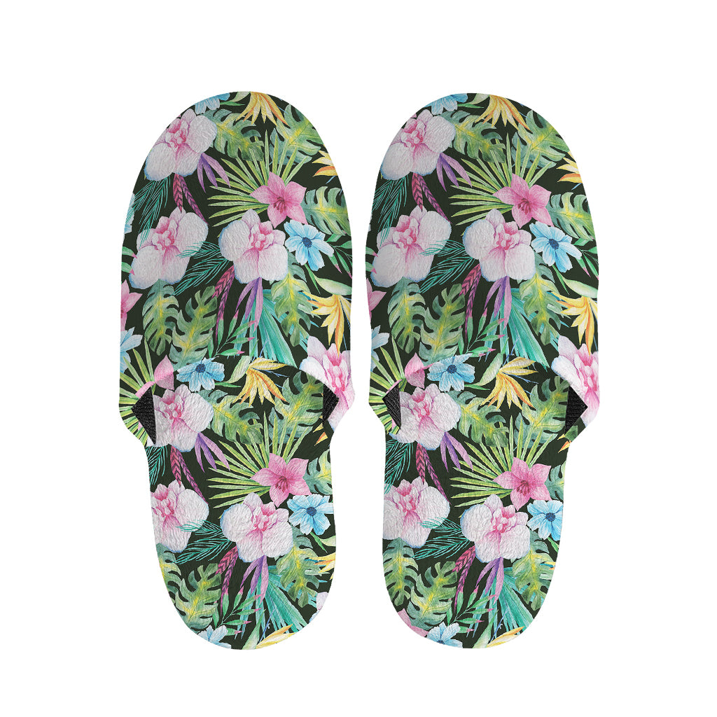 Vintage Tropical Jungle Hawaiian Print Slippers