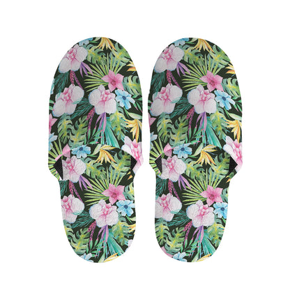 Vintage Tropical Jungle Hawaiian Print Slippers