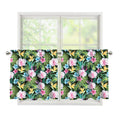 Vintage Tropical Jungle Hawaiian Print Tier Curtains