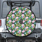 Vintage Tropical Jungle Hawaiian Print Tire Cover With Camera Hole