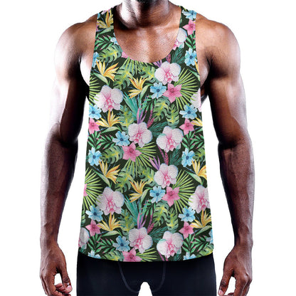 Vintage Tropical Jungle Hawaiian Print Training Tank Top