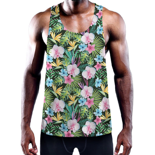 Vintage Tropical Jungle Hawaiian Print Training Tank Top