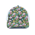 Vintage Tropical Jungle Hawaiian Print White Mesh Trucker Hat