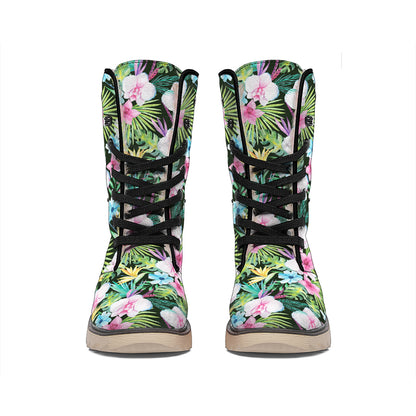 Vintage Tropical Jungle Hawaiian Print Winter Boots