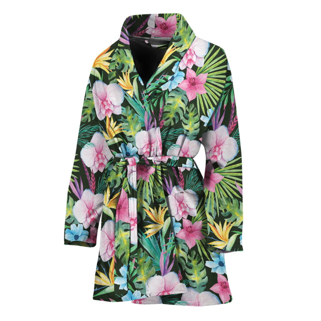Vintage Tropical Jungle Hawaiian Print Women's Bathrobe