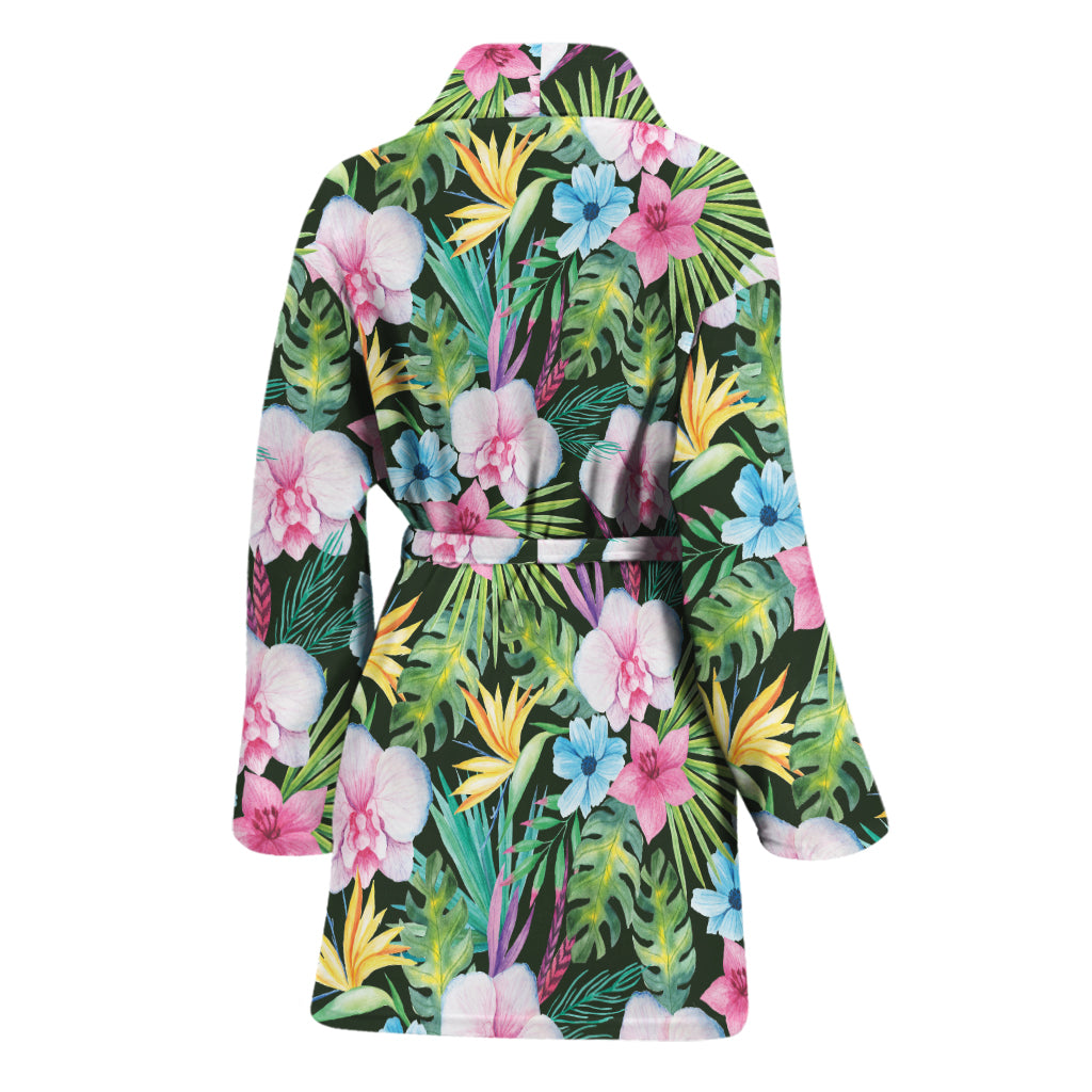 Vintage Tropical Jungle Hawaiian Print Women's Bathrobe