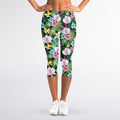 Vintage Tropical Jungle Hawaiian Print Women's Capri Leggings