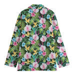 Vintage Tropical Jungle Hawaiian Print Women's Cotton Blazer