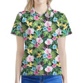 Vintage Tropical Jungle Hawaiian Print Women's Polo Shirt