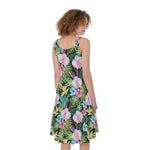 Vintage Tropical Jungle Hawaiian Print Women's Sleeveless Dress