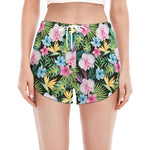 Vintage Tropical Jungle Hawaiian Print Women's Split Running Shorts