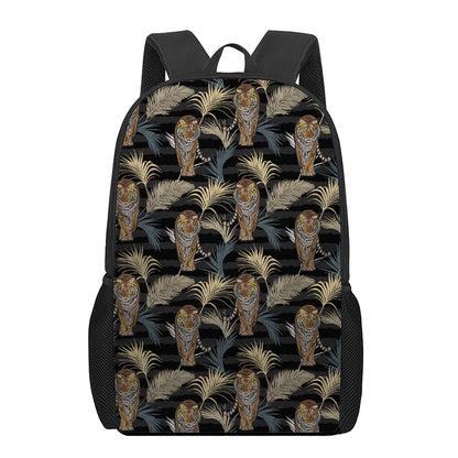Vintage Tropical Tiger Pattern Print 17 Inch Backpack