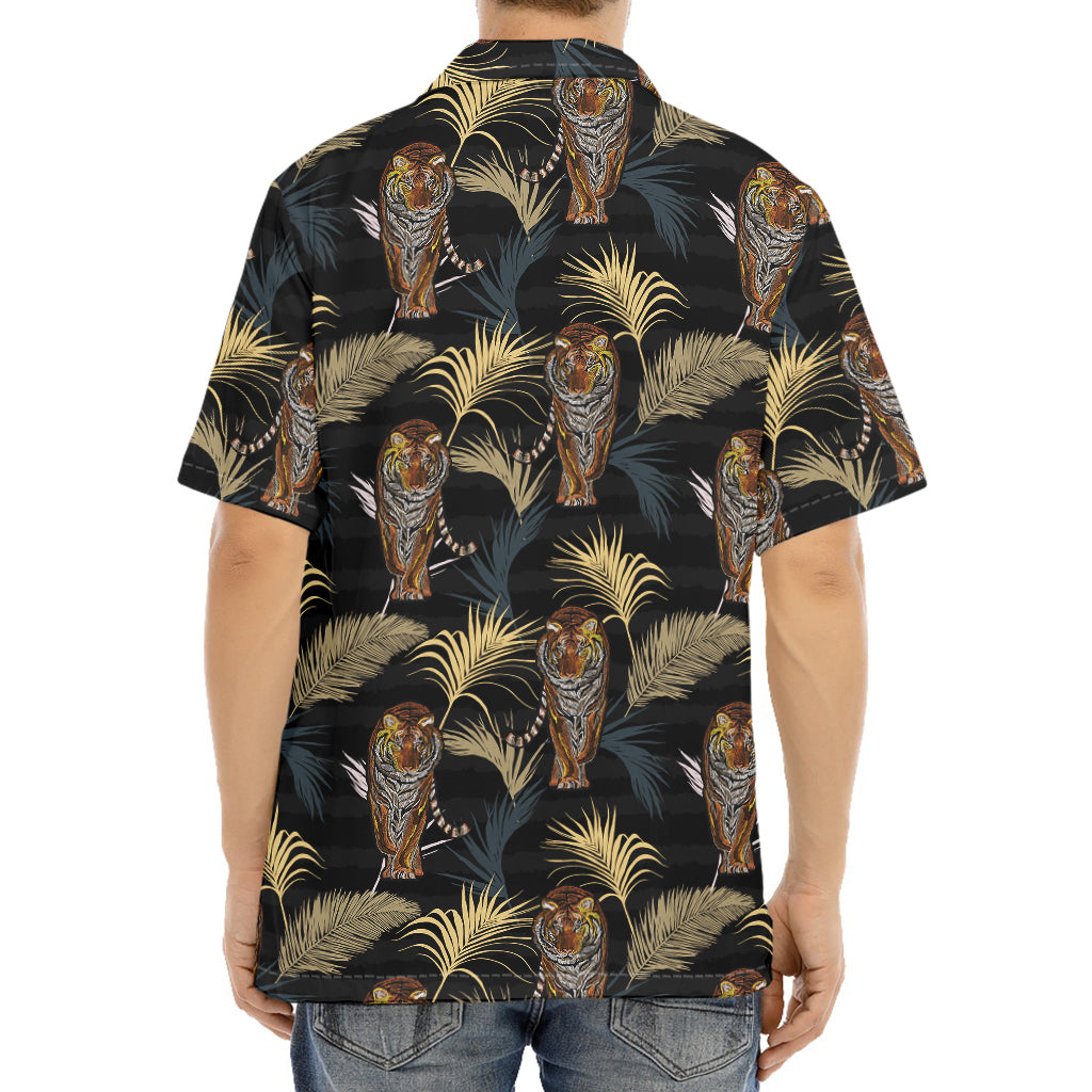 Vintage Tropical Tiger Pattern Print Aloha Shirt