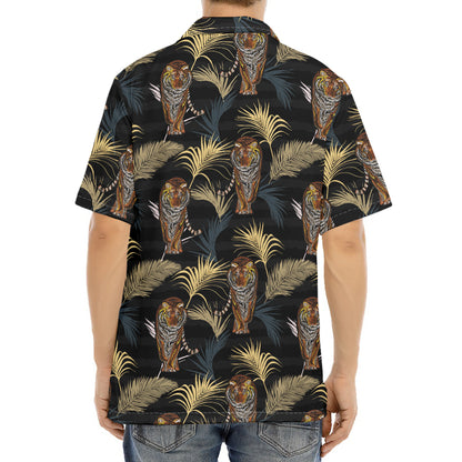 Vintage Tropical Tiger Pattern Print Aloha Shirt