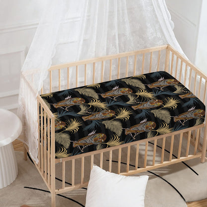 Vintage Tropical Tiger Pattern Print Baby Crib Sheet