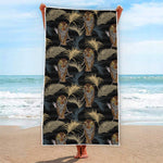 Vintage Tropical Tiger Pattern Print Beach Towel