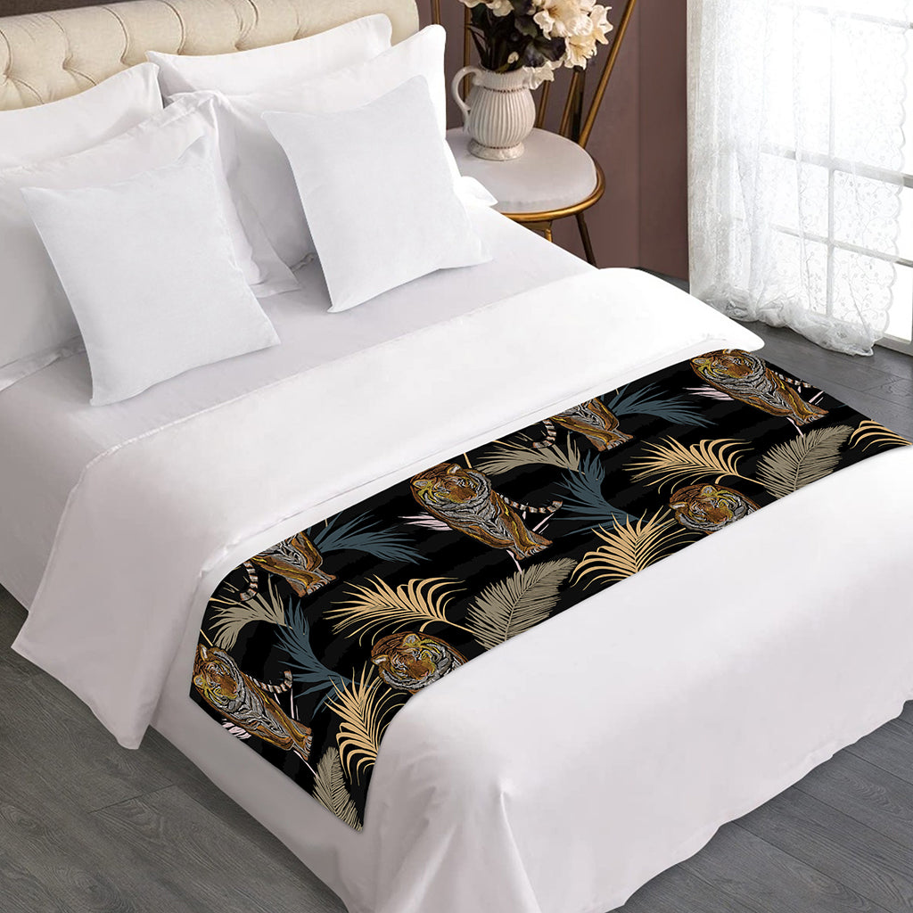 Vintage Tropical Tiger Pattern Print Bed Runner
