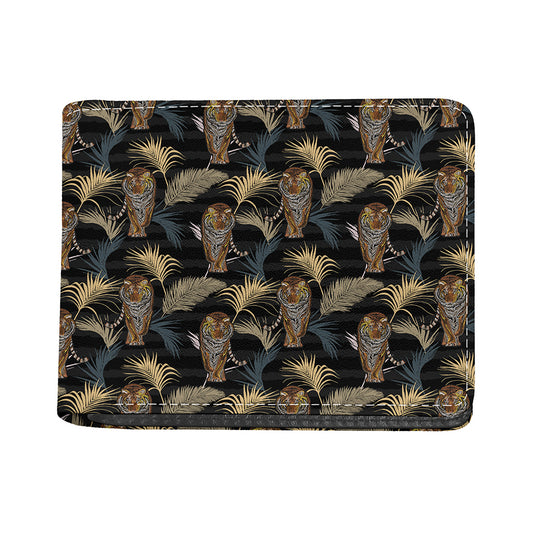 Vintage Tropical Tiger Pattern Print Bifold Wallet