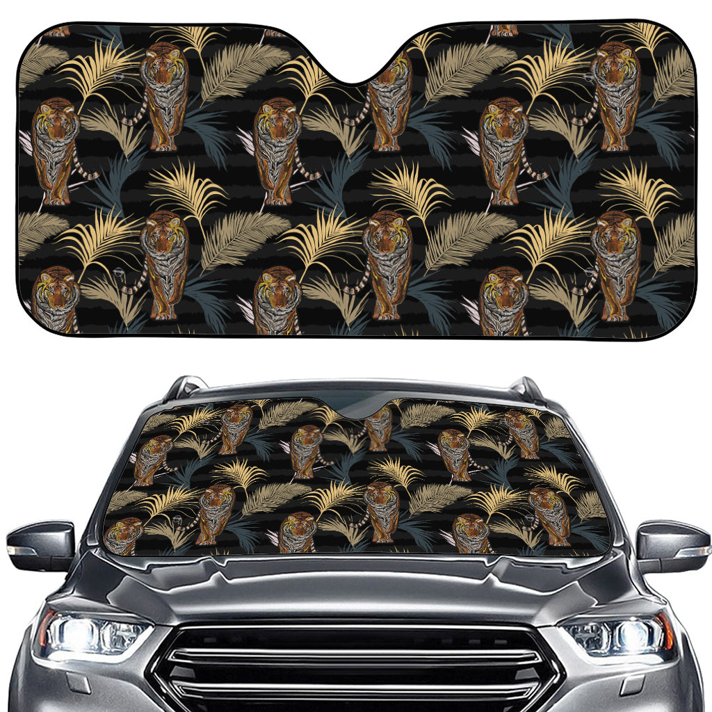 Vintage Tropical Tiger Pattern Print Car Windshield Sun Shade