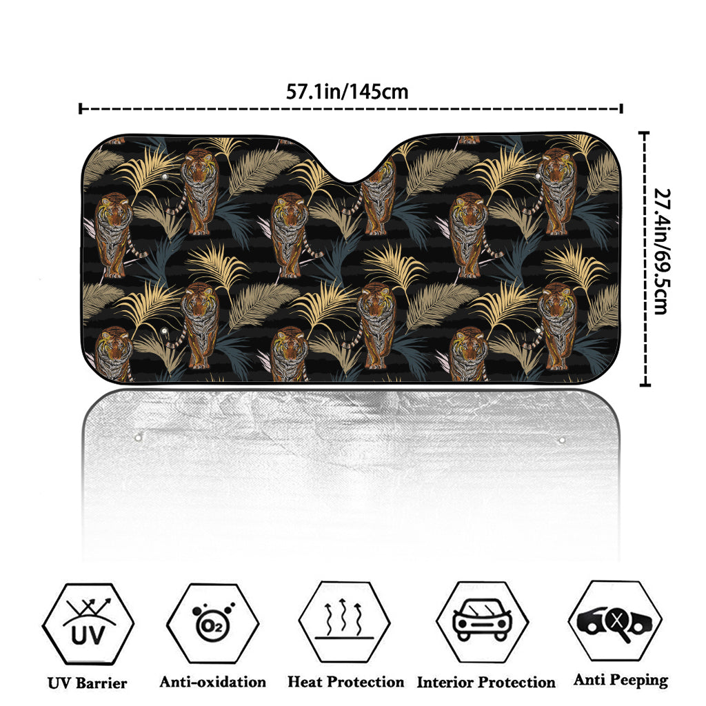 Vintage Tropical Tiger Pattern Print Car Windshield Sun Shade
