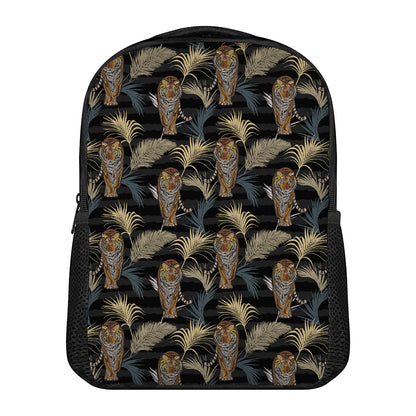 Vintage Tropical Tiger Pattern Print Casual Backpack