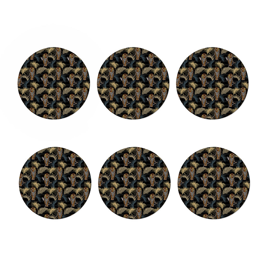 Vintage Tropical Tiger Pattern Print Coaster Set