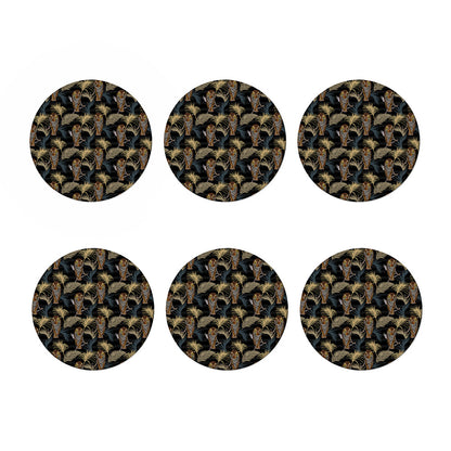 Vintage Tropical Tiger Pattern Print Coaster Set