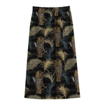 Vintage Tropical Tiger Pattern Print Cotton Front Slit Maxi Skirt