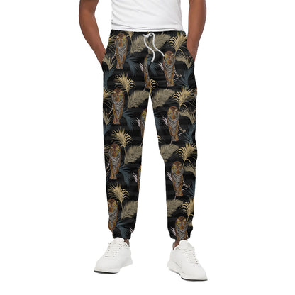 Vintage Tropical Tiger Pattern Print Cotton Pants