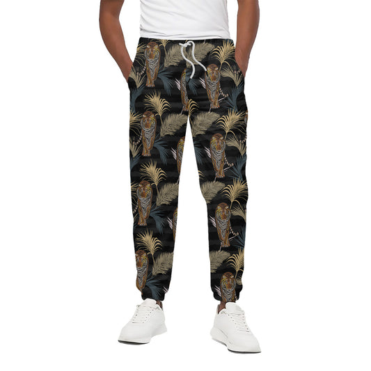 Vintage Tropical Tiger Pattern Print Cotton Pants