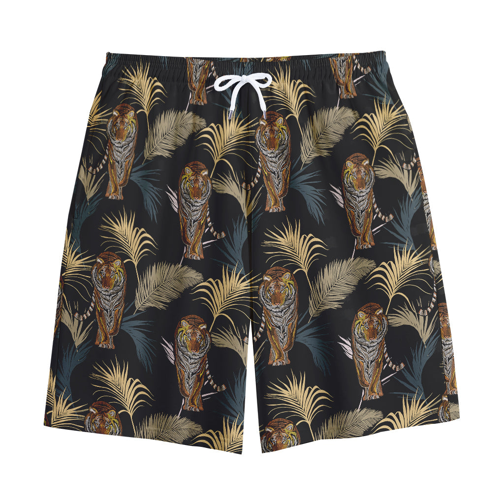 Vintage Tropical Tiger Pattern Print Cotton Shorts