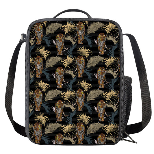 Vintage Tropical Tiger Pattern Print Crossbody Lunch Bag