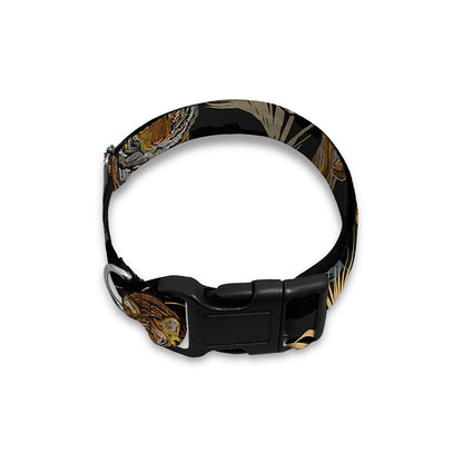 Vintage Tropical Tiger Pattern Print Dog Collar