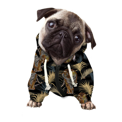 Vintage Tropical Tiger Pattern Print Dog Zip Up Hoodie