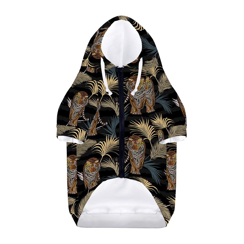 Vintage Tropical Tiger Pattern Print Dog Zip Up Hoodie