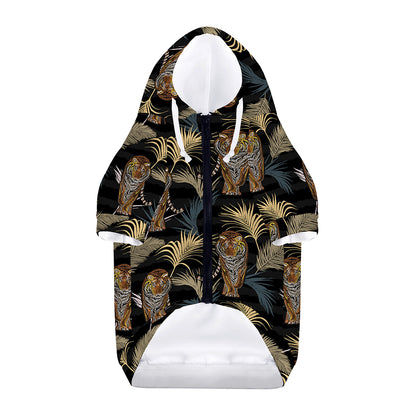 Vintage Tropical Tiger Pattern Print Dog Zip Up Hoodie