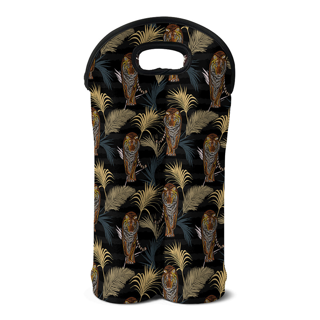Vintage Tropical Tiger Pattern Print Double Neoprene Wine Tote