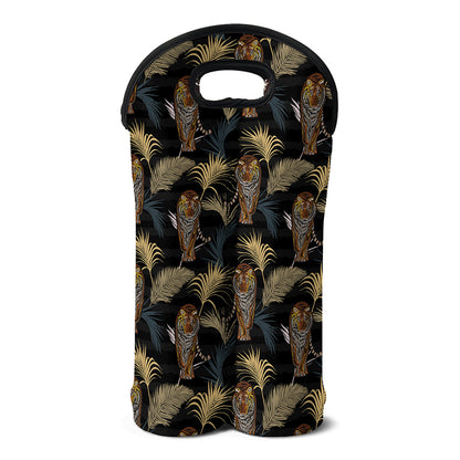 Vintage Tropical Tiger Pattern Print Double Neoprene Wine Tote
