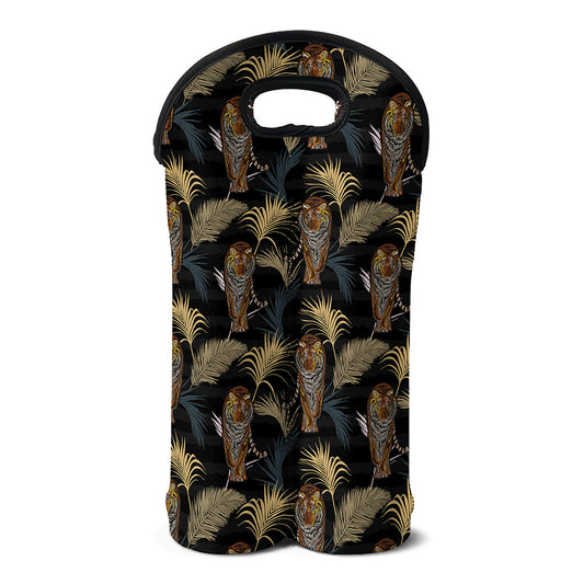 Vintage Tropical Tiger Pattern Print Double Neoprene Wine Tote