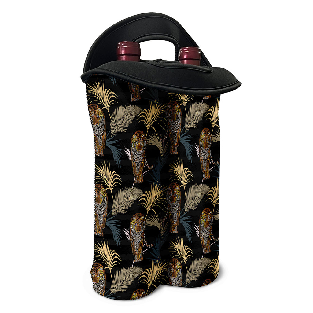 Vintage Tropical Tiger Pattern Print Double Neoprene Wine Tote