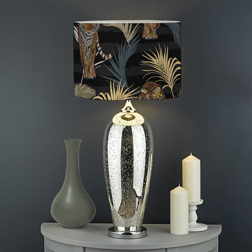 Vintage Tropical Tiger Pattern Print Drum Lamp Shade