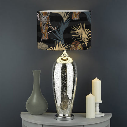 Vintage Tropical Tiger Pattern Print Drum Lamp Shade