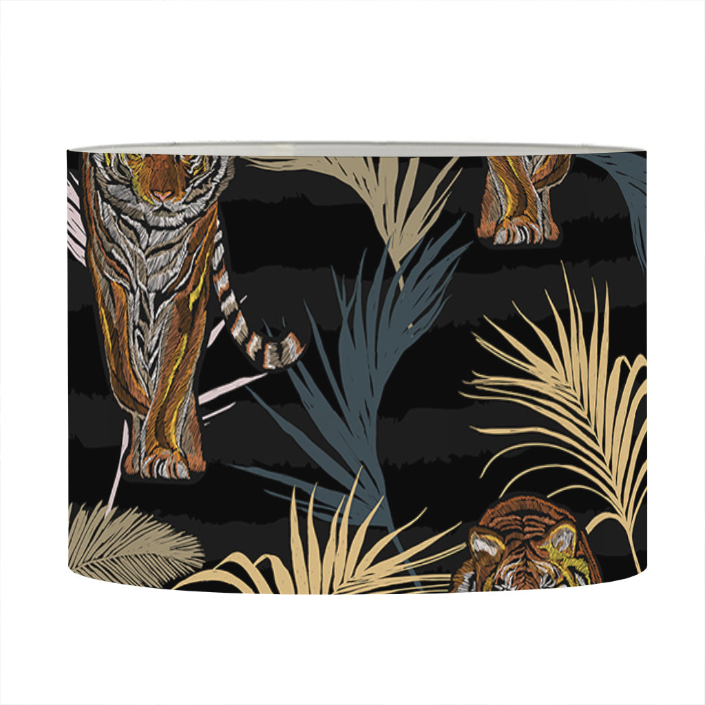 Vintage Tropical Tiger Pattern Print Drum Lamp Shade